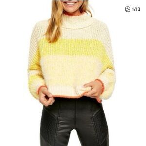 Free People Sunbrite Yellow Crop Sweater